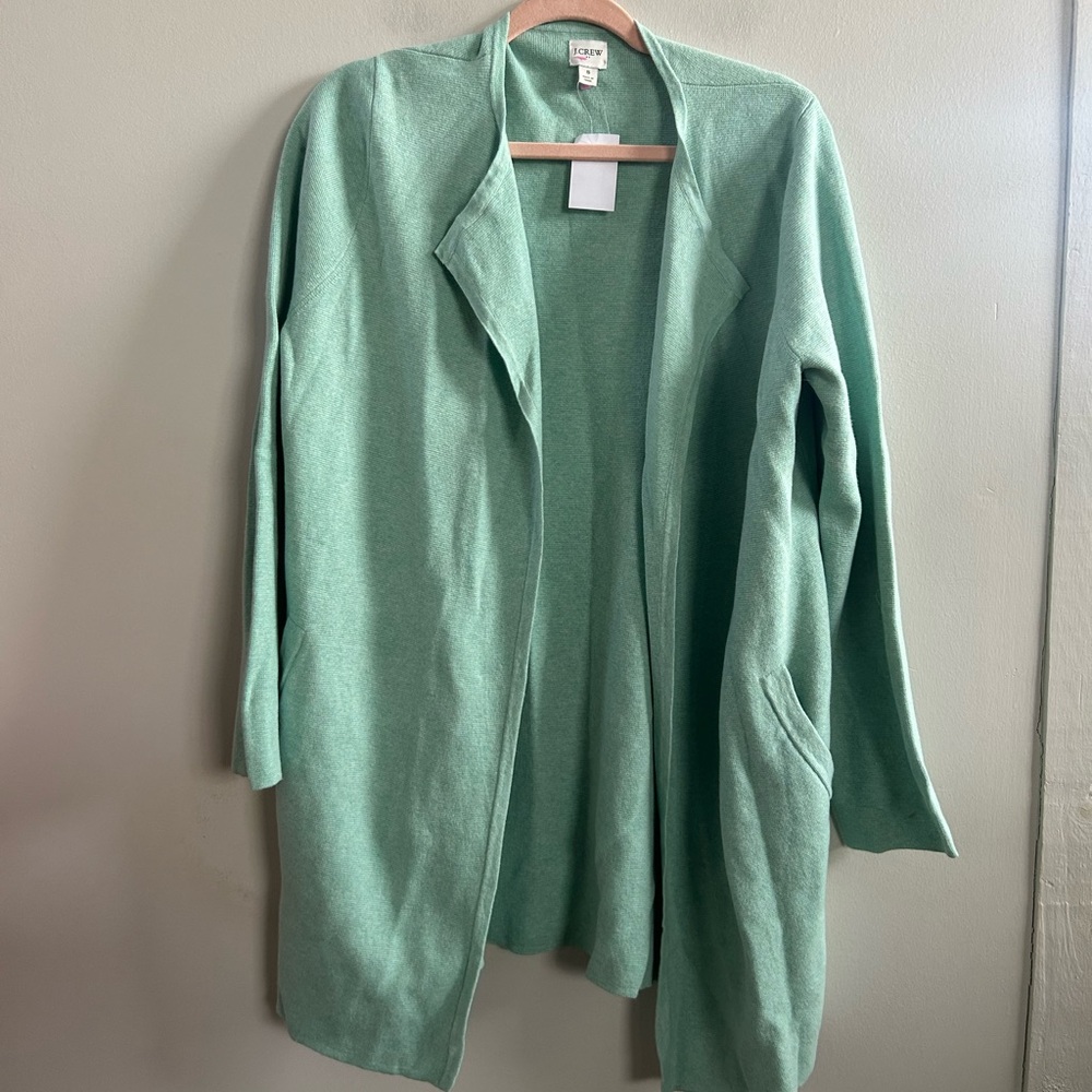 J.crew mint open front cardigan small
